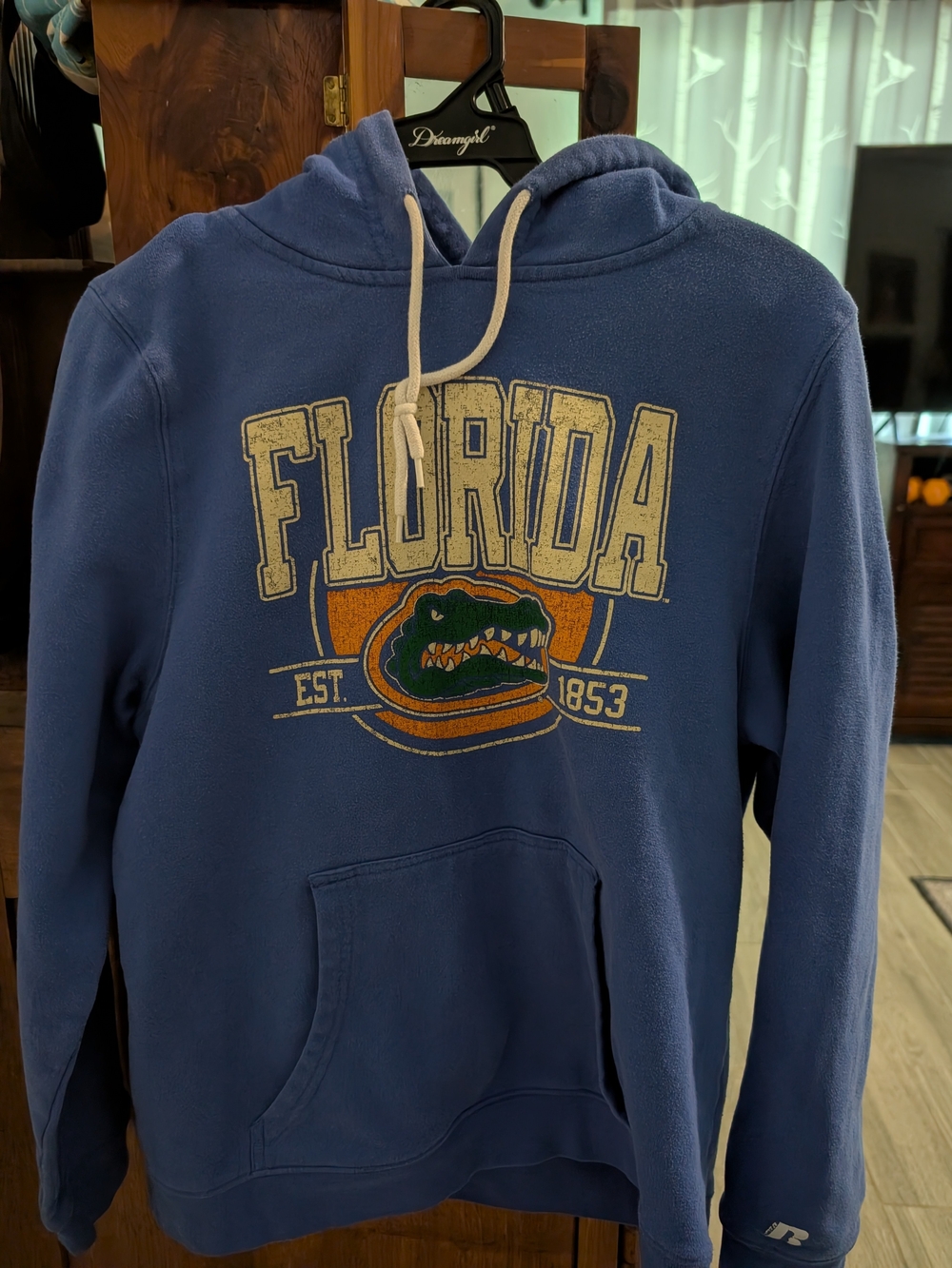 Russell Athletic Blue Florida Hoodie with Orange & Green Gator Crest